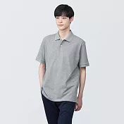【MUJI 無印良品】男棉水洗鹿子織短袖POLO衫 S 灰色