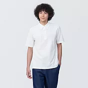 【MUJI 無印良品】男涼感鹿子織扣領短袖POLO衫 S 白色