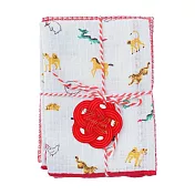 【日本Habituel】居家萬用擦拭 純棉布巾2入組 ‧ 可愛動物(紅)