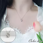 【卡樂熊】氣質簡約幾何圓圈墜造型項鍊/鎖骨鍊- 銀色