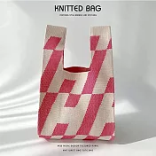 櫻花妹超夯單品【日系套結針織手挽包】-日系女孩必備單品- 字母H系列 字母H 玫瑰粉