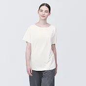 【MUJI 無印良品】女聚酯纖維涼感船領短袖T恤 S 白色