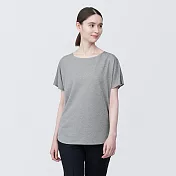 【MUJI 無印良品】女聚酯纖維涼感船領短袖T恤 S 灰白