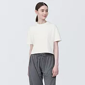 【MUJI 無印良品】女抗UV速乾聚酯纖維短版短袖T恤 S 柔白