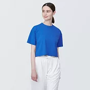 【MUJI 無印良品】女抗UV速乾聚酯纖維短版短袖T恤 S 藍色