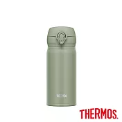 【THERMOS膳魔師】不鏽鋼超輕量彈蓋真空保溫瓶350ml (JNL-356-SMKKI)綠色