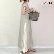 【AMIEE】日系簡約兩件式連身洋裝(KDD-1191) F 圖片色