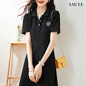【AMIEE】赫本風連身裙洋裝(KDDY-8907) L 黑色