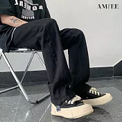 【AMIEE】復古潮流水洗直筒牛仔褲(男裝/KDPY-6133) 2XL 黑色