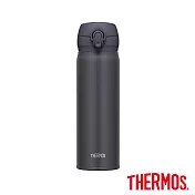 【THERMOS膳魔師】不鏽鋼超輕量彈蓋真空保溫瓶500ml(JNL-506-SMB) 黑色