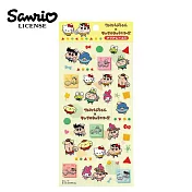 【日本正版授權】蠟筆小新 x 三麗鷗 透明貼紙 日本製 貼紙/手帳貼/裝飾貼紙 - 黃色款