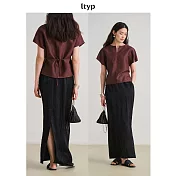 ltyp旅途原品 100%醋酸緞面直筒半裙 夏季優雅及地半身裙女 M L M 靜謐黑