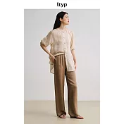 ltyp旅途原品 100%醋酸缎面流光直筒長褲 時尚輕薄寬鬆闊腿褲女夏 M L M 琥珀咖
