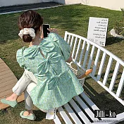 【Jilli~ko】設計感後蝴蝶結氣質泡泡袖圓領上衣女 J11859 FREE 綠色