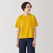 【MUJI 無印良品】女天竺圓領短袖T恤 S 黃色