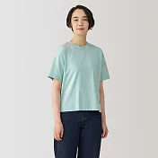 【MUJI 無印良品】女天竺圓領短袖T恤 S 淡藍