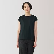 【MUJI 無印良品】女天竺法式袖T恤 S 黑色