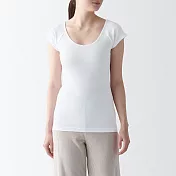 【MUJI 無印良品】女針織法式袖T恤 S 白色
