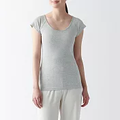 【MUJI 無印良品】女針織法式袖T恤 S 灰色
