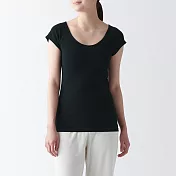 【MUJI 無印良品】女針織法式袖T恤 S 黑色