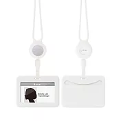 Bone 蹦克 頸掛伸縮開窗識別證套 證件套 卡套 工作證套 橫式-白