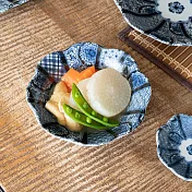 【日本Yamani】美濃燒｜藍京花 陶瓷 沙拉餐盤17cm