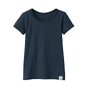 【MUJI 無印良品】兒童針織圓領短袖T恤 110 深藍