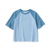 【MUJI 無印良品】兒童五分袖T恤 110 淺藍