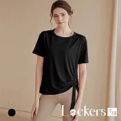 【Lockers 木櫃】春夏短袖速乾顯瘦寬鬆運動上衣 L113071701 M 黑色