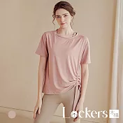 【Lockers 木櫃】春夏短袖速乾顯瘦寬鬆運動上衣 L113071701 L 粉色玫瑰