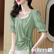 【Lockers 木櫃】韓版新款遮肚顯瘦時尚洋氣T恤 L113071704 M 綠色