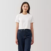 【MUJI 無印良品】女涼感短版短袖T恤 XL 白色