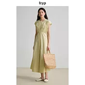 ltyp旅途原品 高密50支長絨棉褶皺連衣裙 夏季時尚優雅襯衫長裙女 M L  L 青堤綠