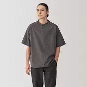 【MUJI 無印良品】男涼感亨利領布帛短袖T恤 S 深灰