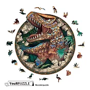 【YouRPUZZLE】木質不規則立體拼圖 圓形恐龍