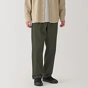 【MUJI 無印良品】男彈性綾織打褶寬版褲 88 深綠
