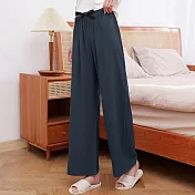 【AnZa】棉綢涼感輕薄純色長褲闊腿褲(多色) FREE 藏青