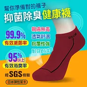 oillio歐洲貴族 4雙入 抑菌除臭運動短襪 簡約 日本萊卡除臭紗線 臺灣製 紅色