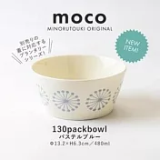 【日本Minoru】Moco優雅煙花 陶瓷餐碗480ml ‧ 杏白藍