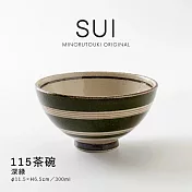 【Minoru陶器】Sui橫紋樣 陶瓷餐碗300ml ‧ 深綠