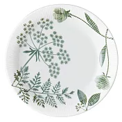 【日本小倉陶器】美濃燒 優雅花草 超輕量陶瓷淺盤19cm ‧ 綠