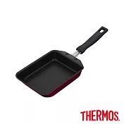 【THERMOS膳魔師】厚鑄耐摩不沾鍋單柄玉子燒鍋13×18.5cm(KFM-013E-R)  質感紅