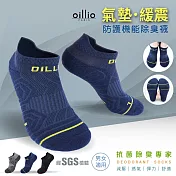 oillio歐洲貴族 2雙入 360度防護機能除臭襪 氣墊緩震 無痕縫合技術 男女適穿 藍色