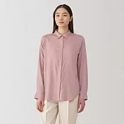 【MUJI 無印良品】女嫘縈混標準領長袖套衫 L 煙燻粉