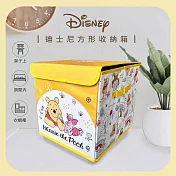 【Disney迪士尼】麻布收納箱/方形摺疊收納箱/收納盒 -蝴蝶維尼款