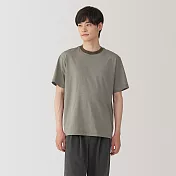 【MUJI 無印良品】男天竺圓領短袖T恤 L 卡其橫紋