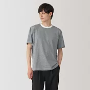 【MUJI 無印良品】男天竺圓領短袖T恤 M 白橫紋
