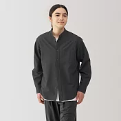 【MUJI 無印良品】男水洗牛津布立領長袖襯衫 S 深灰