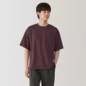 【MUJI 無印良品】男涼感寬版短袖T恤 S 深紫