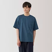 【MUJI 無印良品】男涼感寬版短袖T恤 L 藍色